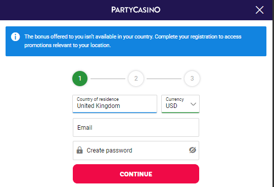 Partycasino Registration